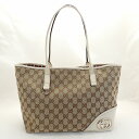 グッチ【GUCCI】GGキャンバスxレザートートバッグベージュxアイボリー＊169946【中古】