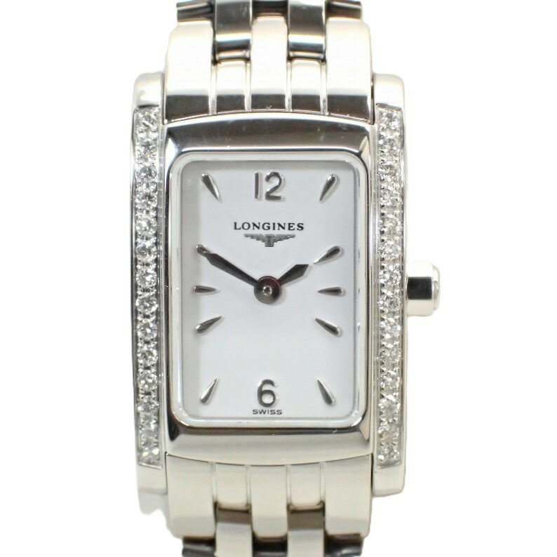 ロンジン【LONGINES】SSダイヤベゼルドルチェヴィータ白文字盤レディースクォーツ腕時計＊L5.158.0【中古】ドルチェビータ(2.0)