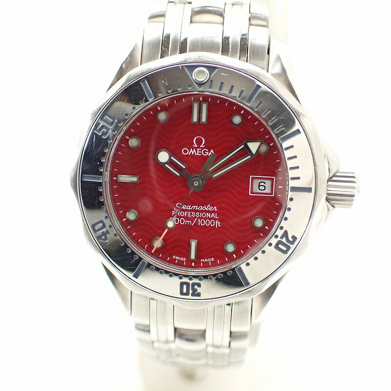 Sea Master - オメガ【OMEGA】SSシーマスター300mレディースクォーツレッド文字盤デイト付き＊2582.61丸井限定モデル【中古】