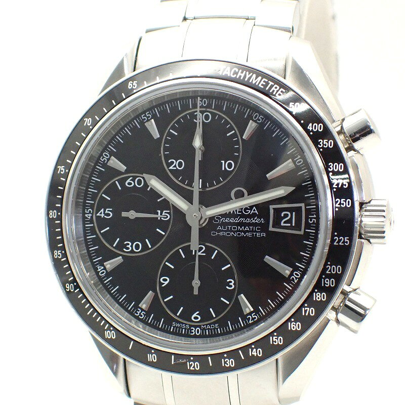 オメガ【OMEGA】SSスピードマスターデイトメンズ自動巻き黒文字盤デイト付きオートマチック＊3210.50【中古】