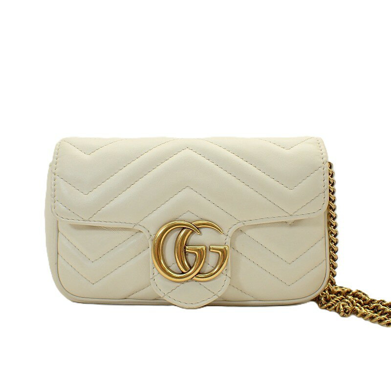 Rakuten - グッチ【GUCCI】GGマーモントレザーミニチェーンショルダーバッグアイボリー＊475433【中古】