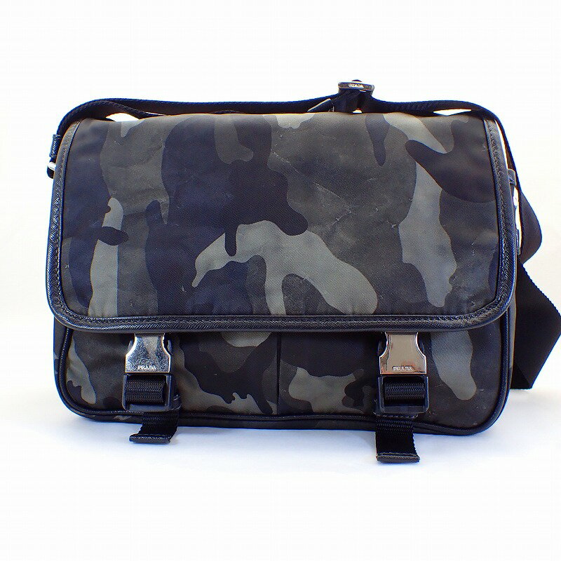 Rakuten - プラダ【PRADA】ナイロンカモフラ柄斜め掛けショルダーバッグメンズ三角ロゴ【中古】