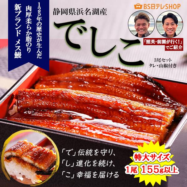 浜名湖　幻のメス鰻　でしこ3尾セット　照英・前園が行く！わがまま三昧！浜名湖　幻のメス鰻SP BS日テレShopping テレビ通販 通販限定 ウナギ 蒲焼 国産 丑の日 真空パック ギフト プレゼント タレ 山椒