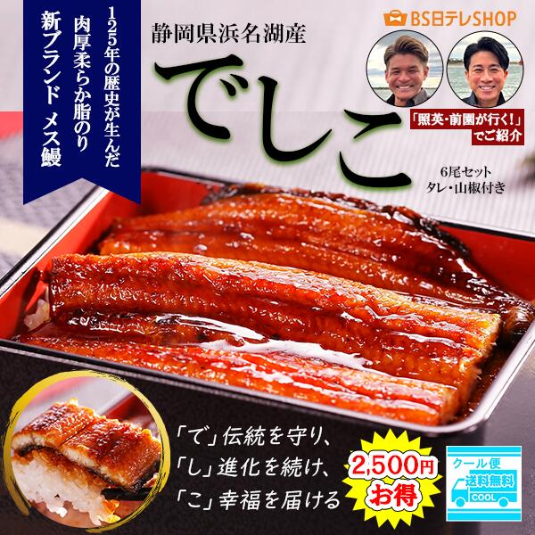 浜名湖　幻のメス鰻　でしこお得な6尾セット　※冷凍送料無料※　照英・前園が行く！わがまま三昧！浜名湖　幻のメス鰻SP BS日テレShopping テレビ通販 通販限定 ウナギ 蒲焼 国産 丑の日 真空パック ギフト プレゼント タレ 山椒