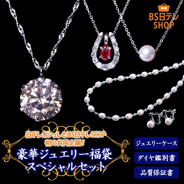 豪華ジュエリー福袋スペシャルセット BS日テレShopping 日テレポシュレ ウラのウラのウラまで全部見せ！目利きのホンキでショッピング！ テレビ通販 通販限定 ダイヤモンド プラチナ ルビー 馬蹄 アコヤ真珠 淡水パール ペンダント ネックレス イヤリング ピアス