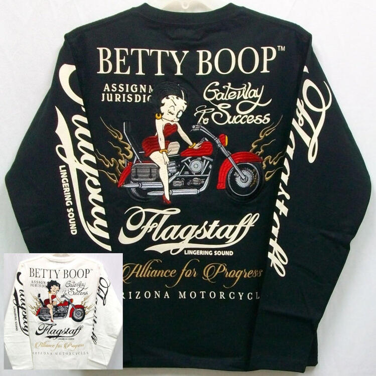 BETTY BOOP ベティブープxFLAGSTAFFコラボ長袖Tシャツ 434030 アメカジ バイカー バイク キャラクター アメコミ ロンT