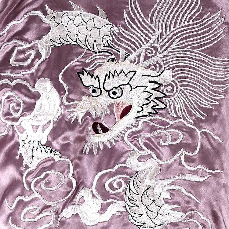 スカジャン JAPANESQUE ジャパネスク 白龍刺繍 3RSJ-551/和柄 龍虎 日本地図柄