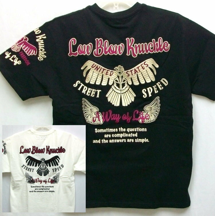 ローブローナックル LOW BLOW KNUCKLE 刺繍半袖Tシャツ 554363 サンダーバード アメカジ バイカー ネイティブ