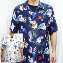 パンディエスタ PANDIESTA 総柄縮緬アロハシャツ 554208 アクアリウムパンダ アメカジ リゾート クールビズ(4)