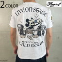 FLAG STAFF × Disneyコレクション MICKEY’ S CREW 柄 半袖Tシャツ ( 452511 ) カジュアル アメカジ 半袖 Tシャツ ディズニー コラボ ミッキーマウス バイク ロック ギター 刺繍 ブラック ホワイト 2色展開 送料無料