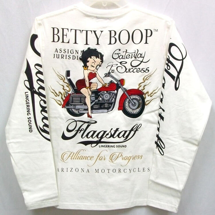 BETTY BOOP ベティブープxFLAGSTAFFコラボ長袖Tシャツ 434030 アメカジ バイカー バイク キャラクター アメコミ ロンT