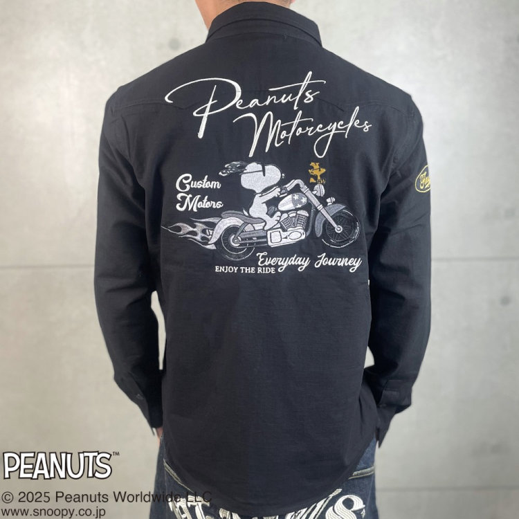 Rakuten - SNOOPY スヌーピーxFLAGSTAFFコラボ長袖シャツ 453004 Peanuts BIKER SHIRTアメカジ バイカー バイク キャラクター PEANUTS