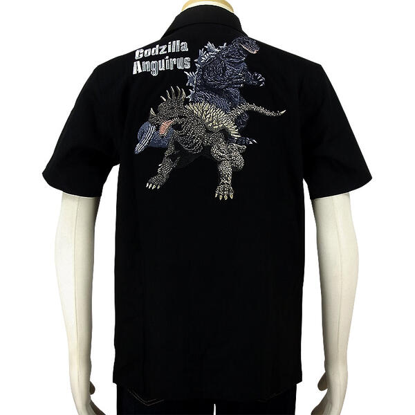 ゴジラ GODZILLA アンギラス＆ゴジラ刺繍半袖シャツ GZSS-001 SからXXL 円谷プロ 怪獣総進撃