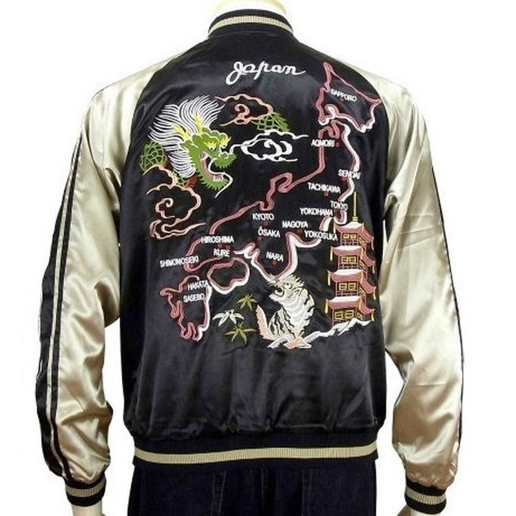 Rakuten - スカジャン ジャパネスク JAPANESQUE 日本地図×青龍 3RSJ-501/和柄 和