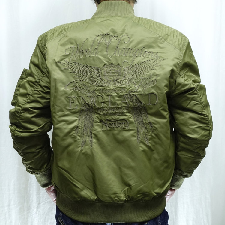 ノートンNorton古着MA1黒L　刺繍ロゴフライトジャケット　ミリタリー Norton MA-1 フライトジャケット ブラック ロゴ刺繍 バック刺繍 XL 黒
