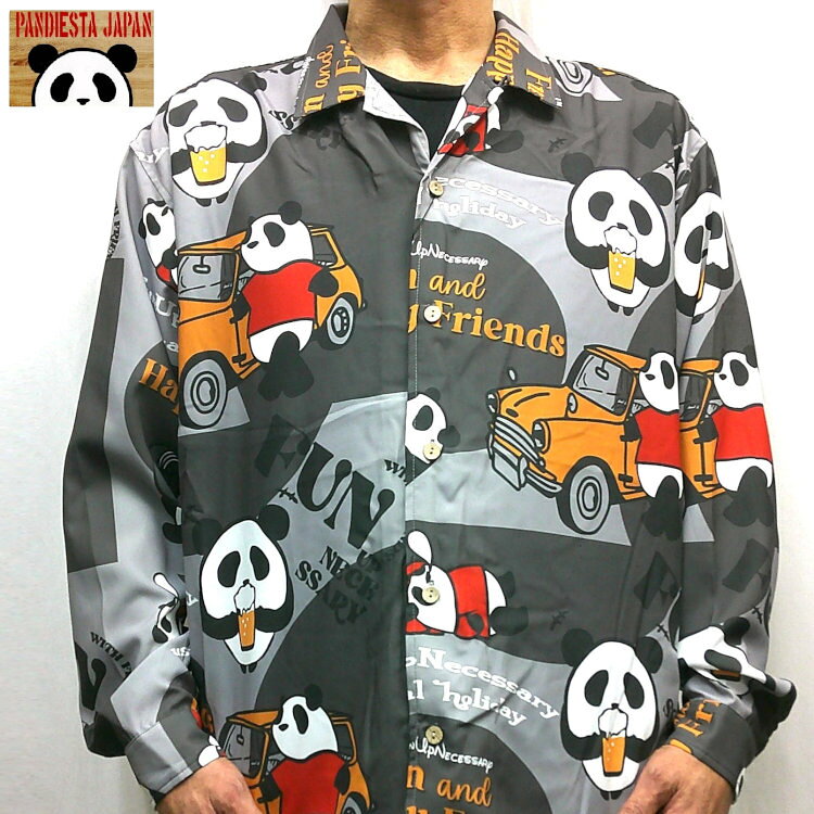 Rakuten - パンディエスタ PANDIESTA 長袖総柄オープンカラーシャツ 595321 BEER&CARS アメカジ パンダ