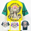 ピークドイエロー PEAK'D　YELLOW半袖Tシャツ PYT-215 バイク アメカジ バイカー ロック お姉ちゃん 和柄/大きいサイズXXL 3L