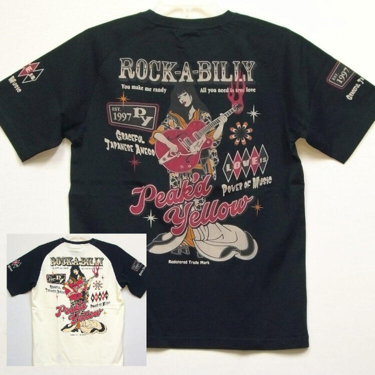 ピークドイエロー PEAK'DYELLOW半袖Tシャツ PYT-232 ROCKABILLY ロカビリー お姉ちゃん 女の子 ロック グレッチ