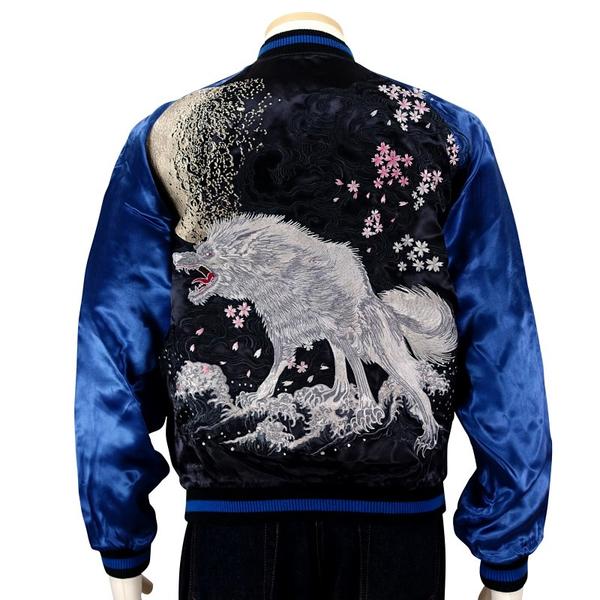 スカジャン SATORI さとり 月に白狼桜 GSJR-025 和柄