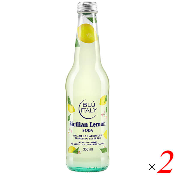 ブルーイタリー BLU ITALY シチリアンレモンソーダ 355ml 2本セット ガルヴァニーナ湧水 イタリア最古の湧泉 1847年創業 瓶 プレミアムソーダ