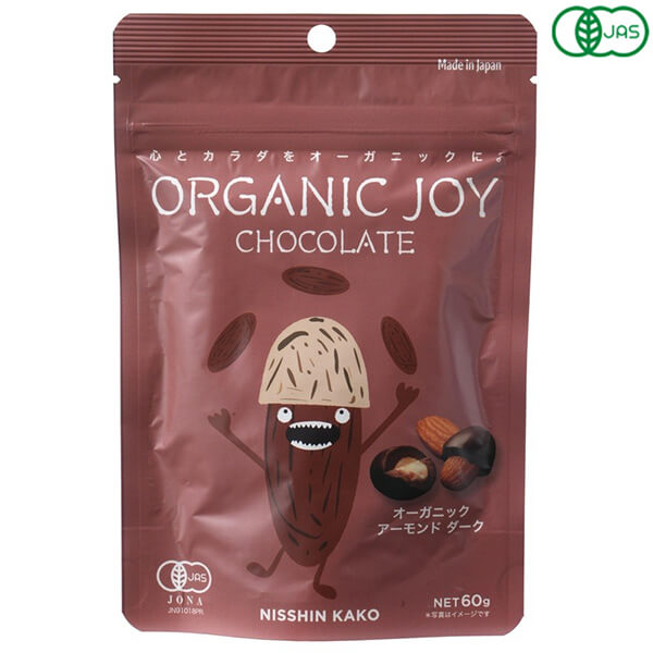 【11/15(土)限定！楽天カードでポイント最大12倍！】日新化工 オーガニックジョイ チョコレート オーガニックアーモンドダーク 60g 有機JAS認証 カカオ75％(4)