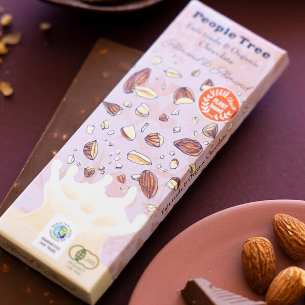 【3/1(日)限定！ポイント最大8倍！】People Tree ピープルツリー オーガニックチョコレート アーモンド＆アーモンド 50g 2個セット 有機 プラントベース 植物性