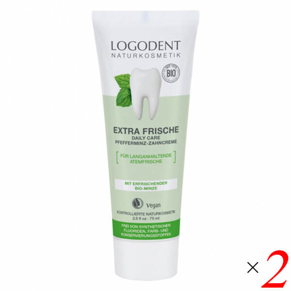 歯磨き粉 ハミガキ粉 オーガニック ロゴナ デイリーはみがき ペパーミント 75ml 2本セット