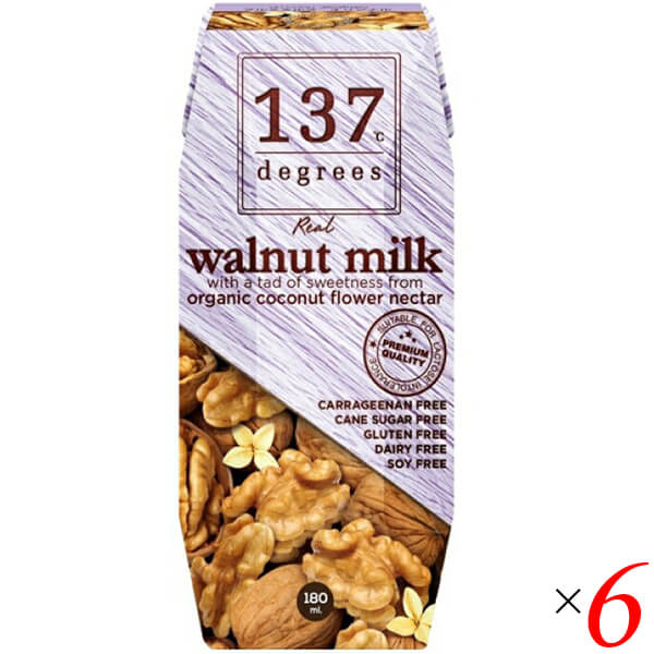 【5/18(土)限定！ポイント2~4倍！】ウォールナッツミルク くるみ 無添加 137degrees(137ディグリーズ）ウォールナッツミルク180ml 6本セット