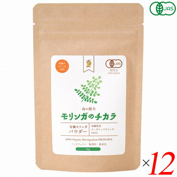 【BF限定!100円クーポン!学割2倍!】モリンガ 粉末 パウダー Free Our Soul モリンガのチカラ パウダー 30g 12個セット 送料無料