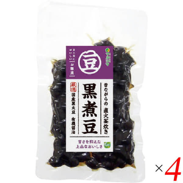 昔ながらの直火釜炊き 黒煮豆は国内産の黒豆を直火でおいしく炊き上げました。 長時間じっくり煮込んでいますので、芯まで味がしみています。 無添加にこだわり、自然そのままの色を出しています。 お豆には現代の食事で不足しがちな栄養が多く含まれています。 ●本品に遺伝子組換え黒大豆は使用しておりません。 ●保存料、着色料等は使用しておりません。 ＜純正食品マルシマについて＞ コンセプトは「まじめにおいしい」 私たちマルシマは長年にわたる醤油造りで学んだことを多くの製品造りにも活かしています。 それは、自然の恵みをなるべく脚色することなく謙虚な気持ちで使わせていただくこと… まじめにおいしくの気持ちこそが私たちマルシマの基本姿勢なのです。 毎日の食の基本、「信頼」で「おいしい」をひたすら追求し、見た目や流行にとらわれない日本の食卓をこれからも皆様にご提供してまいります。 ■商品名：煮豆 国産 黒豆 昔ながらの直火釜炊き 黒煮豆 マルシマ 無添加 パウチ 常温 レトルト 送料無料 ■内容量：120g×4個セット ■原材料名：黒大豆（国産）、粗糖、有機醤油（大豆・小麦を含む） ■アレルギー物質(表示義務7品目)：小麦 ■栄養成分表示：100g当たり エネルギー：272kcal たんぱく質：12.3g 脂質：3.8g 炭水化物 ：47.1g 食塩相当量：0.58g ※この表示値は目安です。 ■メーカー或いは販売者：純正食品マルシマ ■賞味期限：製造日より150日 ■保存方法：直射日光を避け常温で保存してください ■区分：食品 ■製造国：日本【免責事項】 ※記載の賞味期限は製造日からの日数です。実際の期日についてはお問い合わせください。 ※自社サイトと在庫を共有しているためタイミングによっては欠品、お取り寄せ、キャンセルとなる場合がございます。 ※商品リニューアル等により、パッケージや商品内容がお届け商品と一部異なる場合がございます。 ※メール便はポスト投函です。代引きはご利用できません。厚み制限（3cm以下）があるため簡易包装となります。 外装ダメージについては免責とさせていただきます。