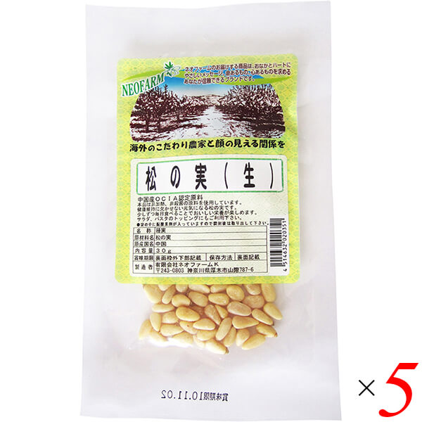 松の実 生 ノンオイル 生産農家のみえる木の実 松の実（生）30g 5個セット ネオファーム 送料無料