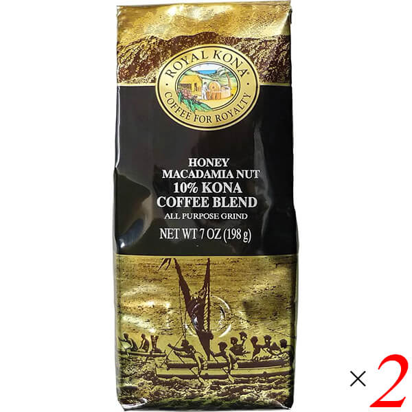 コーヒー 粉 フレーバーコーヒー ロイヤルコナコーヒー ハニーマカダミアナッツ 198g 2個セット 送料無料