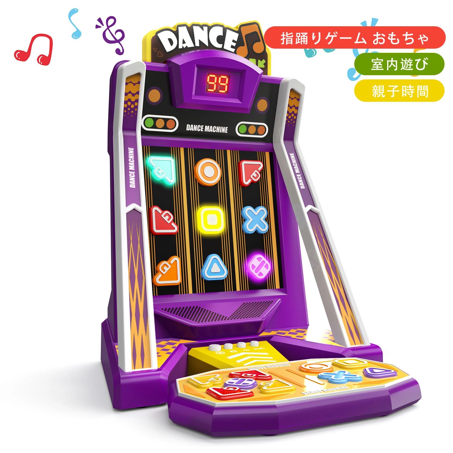 商品情報 商品情報 商品紹介: 【多機能な指先ダンスマシン】 子供向けに設計されたこの指踊りゲームは、楽しく遊びながら子供の成長をサポートします。子供たちはゲームを通じて、手と目の協調、集中力、記憶力、反応力、そして知識発展といった重要なスキルを自然に身につけることができます。2つのゲームモードを搭載しており、チャレンジモードでは瞬時に点灯するライトを押して、レベルをクリアしていきます。一方、メモリーモードでは点灯したライトの順序を覚え、ペアで押すことで成功を目指します。全部で99レベルがあり、子供たちは成長に合わせて次々とチャレンジできます。親子一緒に楽しめるので、家族の時間をより充実させます。 【安心安全な設計】 おもちゃは、明るすぎないソフトなLEDライトを搭載しており、長時間遊んでも子供の目に負担がかかりません。また、安全で無毒な素材を使用しており、小さな子供が遊んでも安心です。電池式でコードが絡まる心配がなく、持ち運びも簡単です。さらに、自動電源オフ機能が付いているため、遊び終わった後、使わない時は自動的に電源がオフになり、電池の消耗を抑えます。 【音量調整＆多彩なゲーム設定】 このダンスマシンは音量調整機能を備えており、静かに遊びたい時や、音が気になる場所でも自由に音量を変更できます。また、ボタンを押すだけでモード切り替えやゲームレベルの調整ができ、操作もとても簡単です。ボタンモジュールの手動挿入機能もあり、子供は自分でボタンをセットして遊ぶ楽しさも体験できます。大人も一緒に楽しむことができ、室内遊びや家族の時間にぴったりです。 【多彩な学習効果】 この指踊りおもちゃは、認知能力や問題解決能力を向上させるのにも役立ちます。子供たちは遊びながら、異なる形状や色を認識し、問題を解決するために素早く反応することを学びます。さらに、親子のコミュニケーションを促進し、一緒にゲームをクリアすることで達成感や協調性も養うことができます。 【持ち運び簡単＆プレゼントに最適】 コンパクトで軽量設計のこのおもちゃは、旅行用おもちゃとしても大活躍します。どこにでも持ち運べるので、車の中や旅行先でも楽しむことができます。また、誕生日やクリスマス、特別な日のプレゼントとしても喜ばれます。男の子も女の子も、このダンスマシンを使って、楽しい時間を過ごしながら学ぶことができます。 仕様： 材質: 安全なプラスチック製 電池: 単3電池3本 (別売り) サイズ: 34.04cm x 27.94cm x 24.64cm 推奨年齢: 5歳以上 機能: 音量調整、レベル切替、自動電源オフ、手動ボタン挿入 適した場面： 室内ゲーム 親子の交流 幼稚園・保育園での学習 家庭での知育時間 誕生日・クリスマスプレゼント キャッチコピー: 指踊りゲーム ダンスゲームおもちゃ 子供用ダンスマシン LEDライトおもちゃ 手と目の協調 集中力トレーニング 反応力向上 記憶力ゲーム 親子遊び 自動電源オフ 室内ゲームおもちゃ 誕生日プレゼント 男の子プレゼント 女の子プレゼント 学習玩具 教育玩具 幼児向けおもちゃ スイッチ付きおもちゃ ゲームレベル調整 音量調整機能 2つのゲームモード プレゼント用おもちゃ 幼児教育用 モンテッソーリ玩具 実践能力向上 感覚刺激おもちゃ おもちゃLEDライト ファミリーゲーム 子供の脳発達 認識能力向上 安全に 簡単に 迅速に 自動的に 楽しく 効率的に 柔らかく 力強く 自由に 積極的に 室内ゲーム 親子交流 誕生日パーティー クリスマスプレゼント 幼稚園 家族ゲームナイト 友達との遊び 学校の休憩時間 知育教室 子供部屋 ◇ ご注意 ※日本語説明書は付属致しません。 ※仕様は予告なく変更する場合がございます。 ※ 全商品、「離島.一部地域」は別途 送料が掛かります。 ※検品を行っておりますが輸入品のため、多少の傷や汚れ等はご了承下さい商品情報 商品情報 商品紹介: 【多機能な指先ダンスマシン】 子供向けに設計されたこの指踊りゲームは、楽しく遊びながら子供の成長をサポートします。子供たちはゲームを通じて、手と目の協調、集中力、記憶力、反応力、そして知識発展といった重要なスキルを自然に身につけることができます。2つのゲームモードを搭載しており、チャレンジモードでは瞬時に点灯するライトを押して、レベルをクリアしていきます。一方、メモリーモードでは点灯したライトの順序を覚え、ペアで押すことで成功を目指します。全部で99レベルがあり、子供たちは成長に合わせて次々とチャレンジできます。親子一緒に楽しめるので、家族の時間をより充実させます。 【安心安全な設計】 おもちゃは、明るすぎないソフトなLEDライトを搭載しており、長時間遊んでも子供の目に負担がかかりません。また、安全で無毒な素材を使用しており、小さな子供が遊んでも安心です。電池式でコードが絡まる心配がなく、持ち運びも簡単です。さらに、自動電源オフ機能が付いているため、遊び終わった後、使わない時は自動的に電源がオフになり、電池の消耗を抑えます。 【音量調整＆多彩なゲーム設定】 このダンスマシンは音量調整機能を備えており、静かに遊びたい時や、音が気になる場所でも自由に音量を変更できます。また、ボタンを押すだけでモード切り替えやゲームレベルの調整ができ、操作もとても簡単です。ボタンモジュールの手動挿入機能もあり、子供は自分でボタンをセットして遊ぶ楽しさも体験できます。大人も一緒に楽しむことができ、室内遊びや家族の時間にぴったりです。 【多彩な学習効果】 この指踊りおもちゃは、認知能力や問題解決能力を向上させるのにも役立ちます。子供たちは遊びながら、異なる形状や色を認識し、問題を解決するために素早く反応することを学びます。さらに、親子のコミュニケーションを促進し、一緒にゲームをクリアすることで達成感や協調性も養うことができます。 【持ち運び簡単＆プレゼントに最適】 コンパクトで軽量設計のこのおもちゃは、旅行用おもちゃとしても大活躍します。どこにでも持ち運べるので、車の中や旅行先でも楽しむことができます。また、誕生日やクリスマス、特別な日のプレゼントとしても喜ばれます。男の子も女の子も、このダンスマシンを使って、楽しい時間を過ごしながら学ぶことができます。 仕様： 材質: 安全なプラスチック製 電池: 単3電池3本 (別売り) サイズ: 34.04cm x 27.94cm x 24.64cm 推奨年齢: 5歳以上 機能: 音量調整、レベル切替、自動電源オフ、手動ボタン挿入 適した場面： 室内ゲーム 親子の交流 幼稚園・保育園での学習 家庭での知育時間 誕生日・クリスマスプレゼント キャッチコピー: 指踊りゲーム ダンスゲームおもちゃ 子供用ダンスマシン LEDライトおもちゃ 手と目の協調 集中力トレーニング 反応力向上 記憶力ゲーム 親子遊び 自動電源オフ 室内ゲームおもちゃ 誕生日プレゼント 男の子プレゼント 女の子プレゼント 学習玩具 教育玩具 幼児向けおもちゃ スイッチ付きおもちゃ ゲームレベル調整 音量調整機能 2つのゲームモード プレゼント用おもちゃ 幼児教育用 モンテッソーリ玩具 実践能力向上 感覚刺激おもちゃ おもちゃLEDライト ファミリーゲーム 子供の脳発達 認識能力向上 安全に 簡単に 迅速に 自動的に 楽しく 効率的に 柔らかく 力強く 自由に 積極的に 室内ゲーム 親子交流 誕生日パーティー クリスマスプレゼント 幼稚園 家族ゲームナイト 友達との遊び 学校の休憩時間 知育教室 子供部屋 ◇ ご注意 ※日本語説明書は付属致しません。 ※仕様は予告なく変更する場合がございます。 ※ 全商品、「離島.一部地域」は別途 送料が掛かります。 ※検品を行っておりますが輸入品のため、多少の傷や汚れ等はご了承下さい