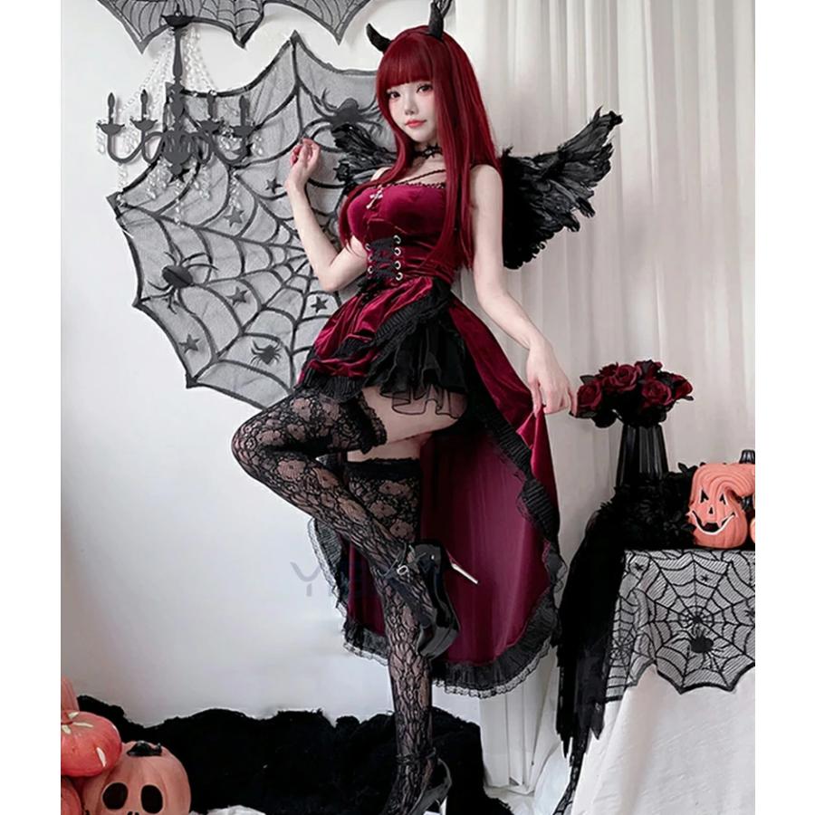ハロウィン コスプレ 大人 欧米風ダークゴシック ハロウィン衣装 レディース 大人 女性 可愛い ワンピース テールスカート 魔女 吸血鬼 花嫁 パフォーマンス衣装 bshop03-10049712 B ショップ3楽天市場店 サンプル画像2