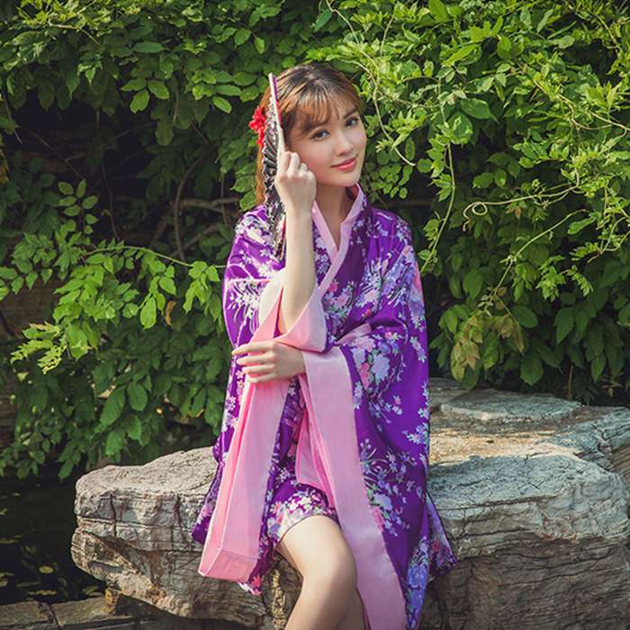 浴衣 着物 セット 花魁 レディース 大人 夏祭り 花火大会 コスプレ ハロウィン 衣装 パープル ロリータ ワンピース コスチューム セクシー キャバドレス ミニ丈 和柄 和風 芸者 祭り ミニ着物 浴衣 和服 ダンス衣装 可愛いコスプレ リボン — vista 3