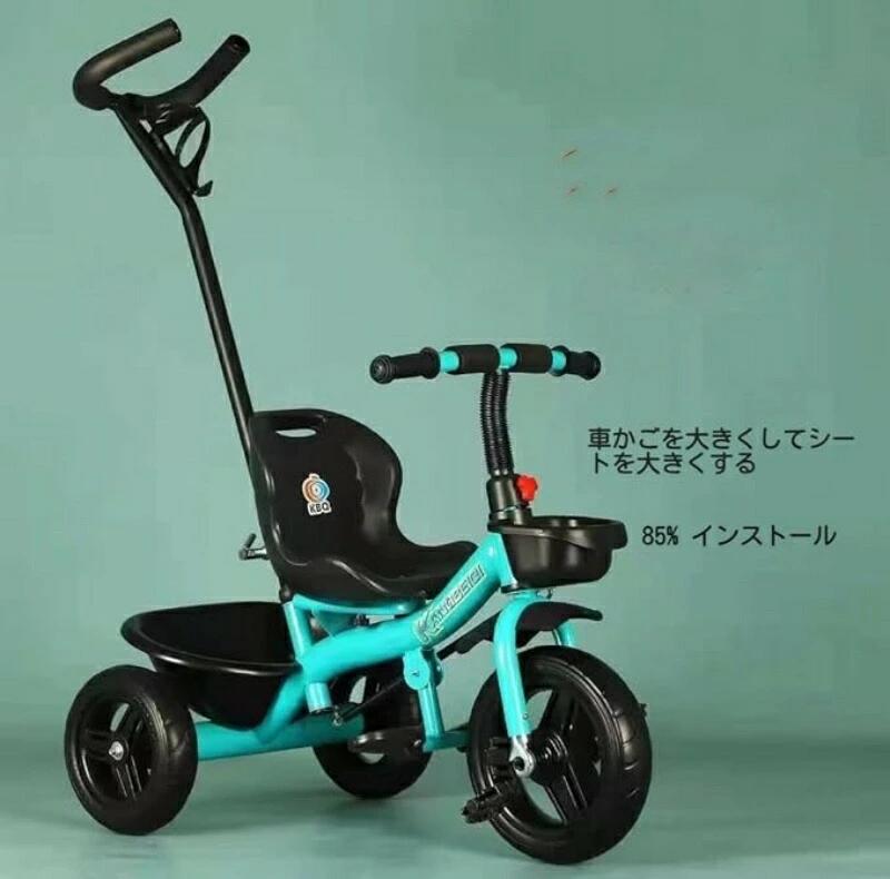 B ショップ3楽天市場店の三輪車 押し車 かじ付 子供用三輪車 手押し棒 2歳から7歳まで 折りたたみ 手押し棒付き 軽量 フォームホイール付き 手押し棒付き 折りた｜アングル3