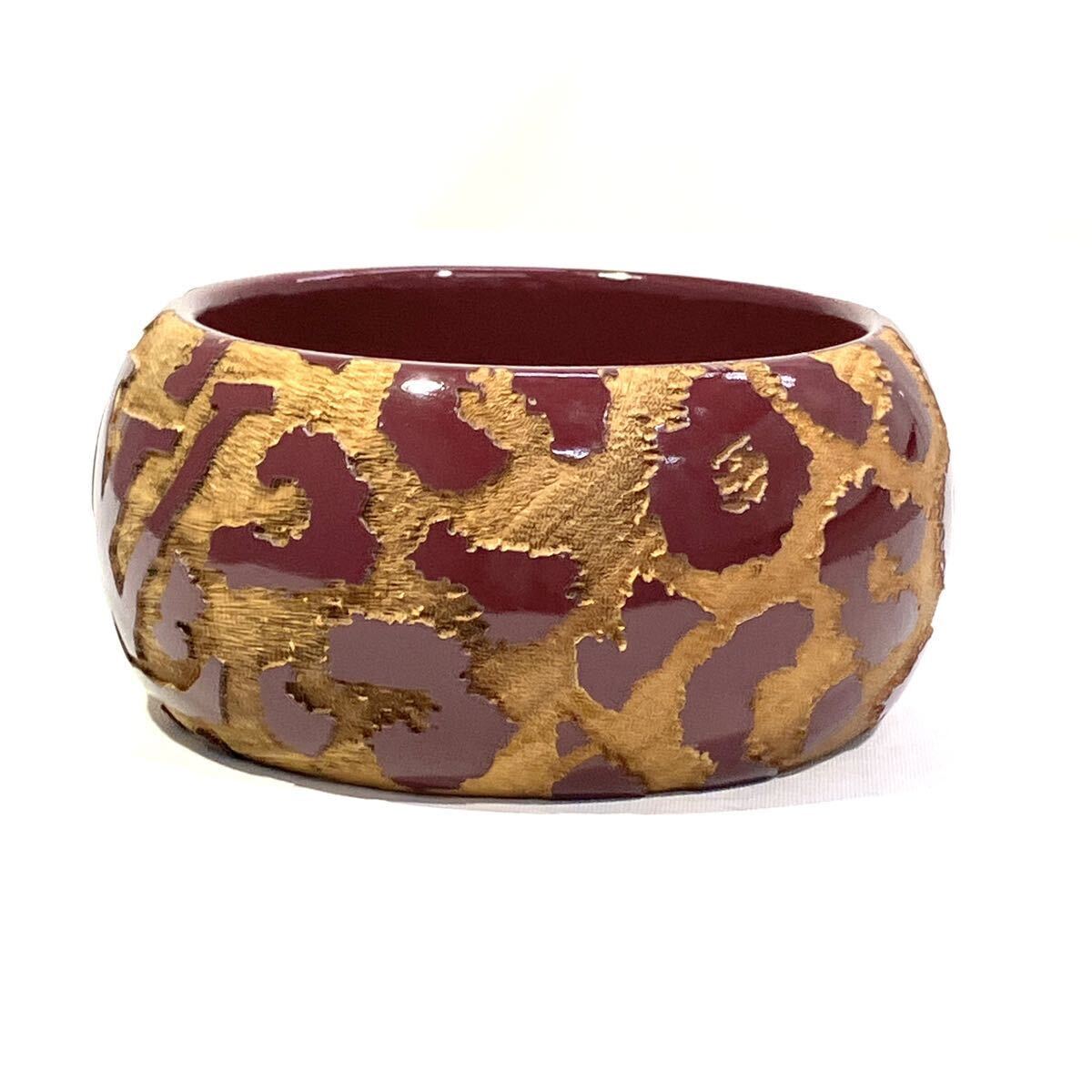 ブランドショップキララ楽天市場店の【中古】ルイ・ヴィトン LOUIS VUITTON レオモノグラム GM バングル ブレスレット M21480 ウッド 木調 ワインレッド系 レディース 148884｜アングル2