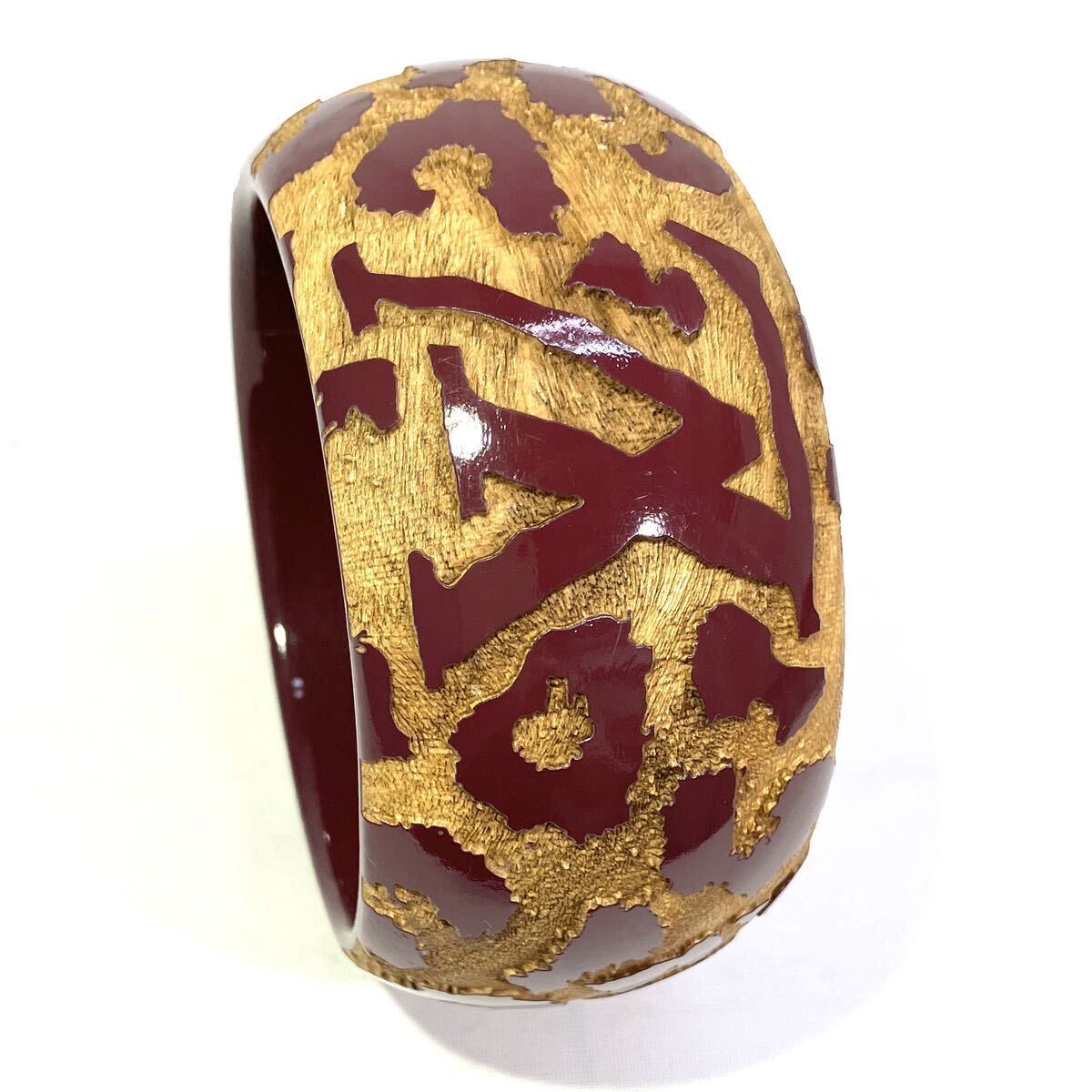 ブランドショップキララ楽天市場店の【中古】ルイ・ヴィトン LOUIS VUITTON レオモノグラム GM バングル ブレスレット M21480 ウッド 木調 ワインレッド系 レディース 148884｜アングル3