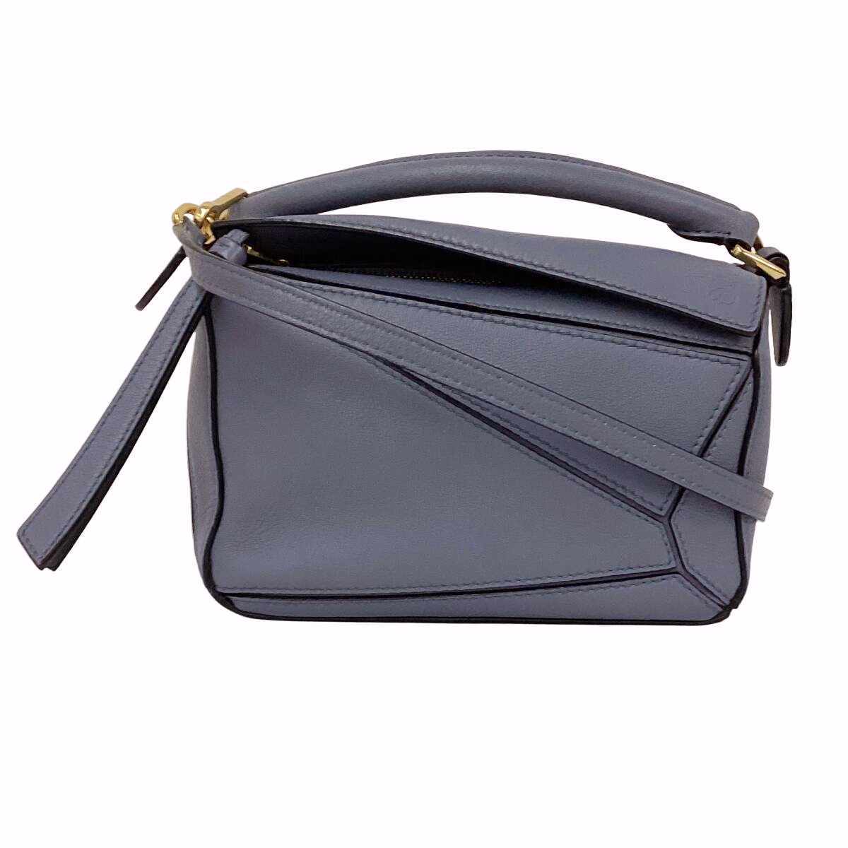 【中古】ロエベ バッグ LOEWE ミニ パズルバッグ ショルダーバッグ レザー ブルーグレー 149055
