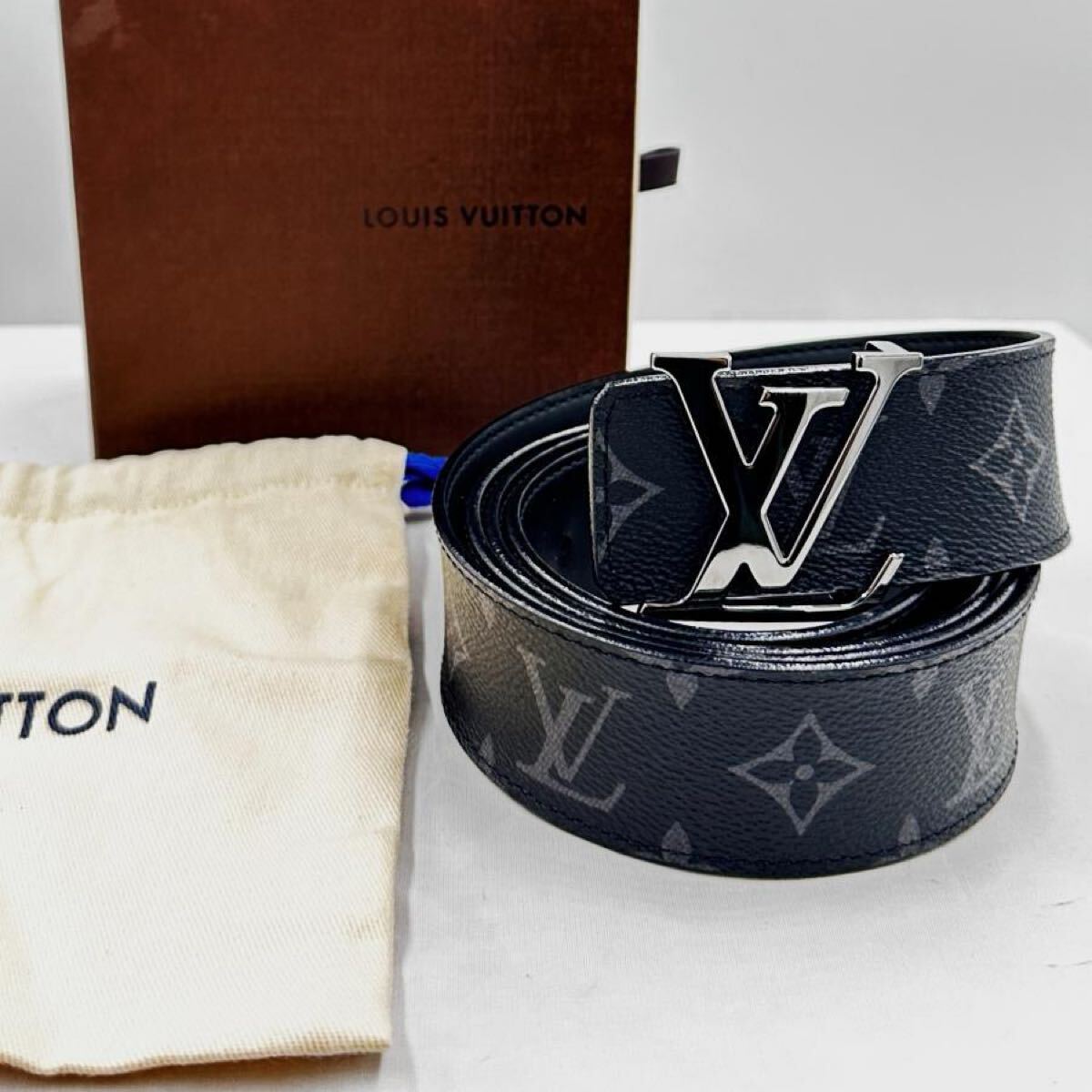 Rakuten - 【中古】ルイ・ヴィトン LOUIS VUITTON サンチュール モノグラム エクリプス キャンバス ベルト LVイニシャル 120/48 M9043 メンズ 149056
