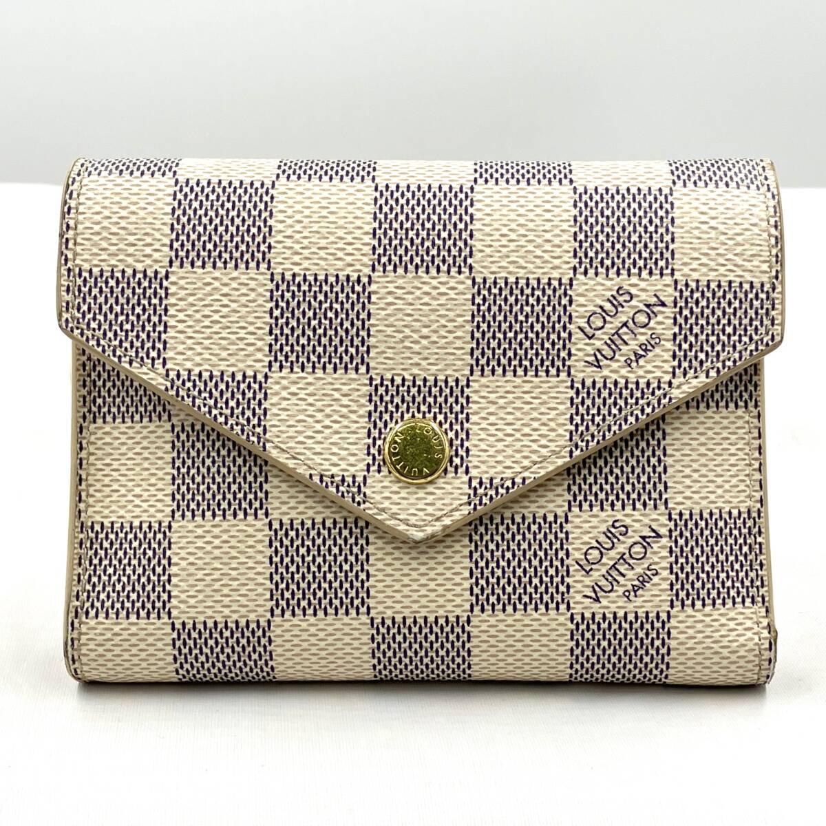 Rakuten - 【中古】ルイ・ヴィトン LOUIS VUITTON ポルトフォイユ・ヴィクトリーヌ ダミエアズール　ローズバレリーヌ　N64022 三つ折り 財布 149192