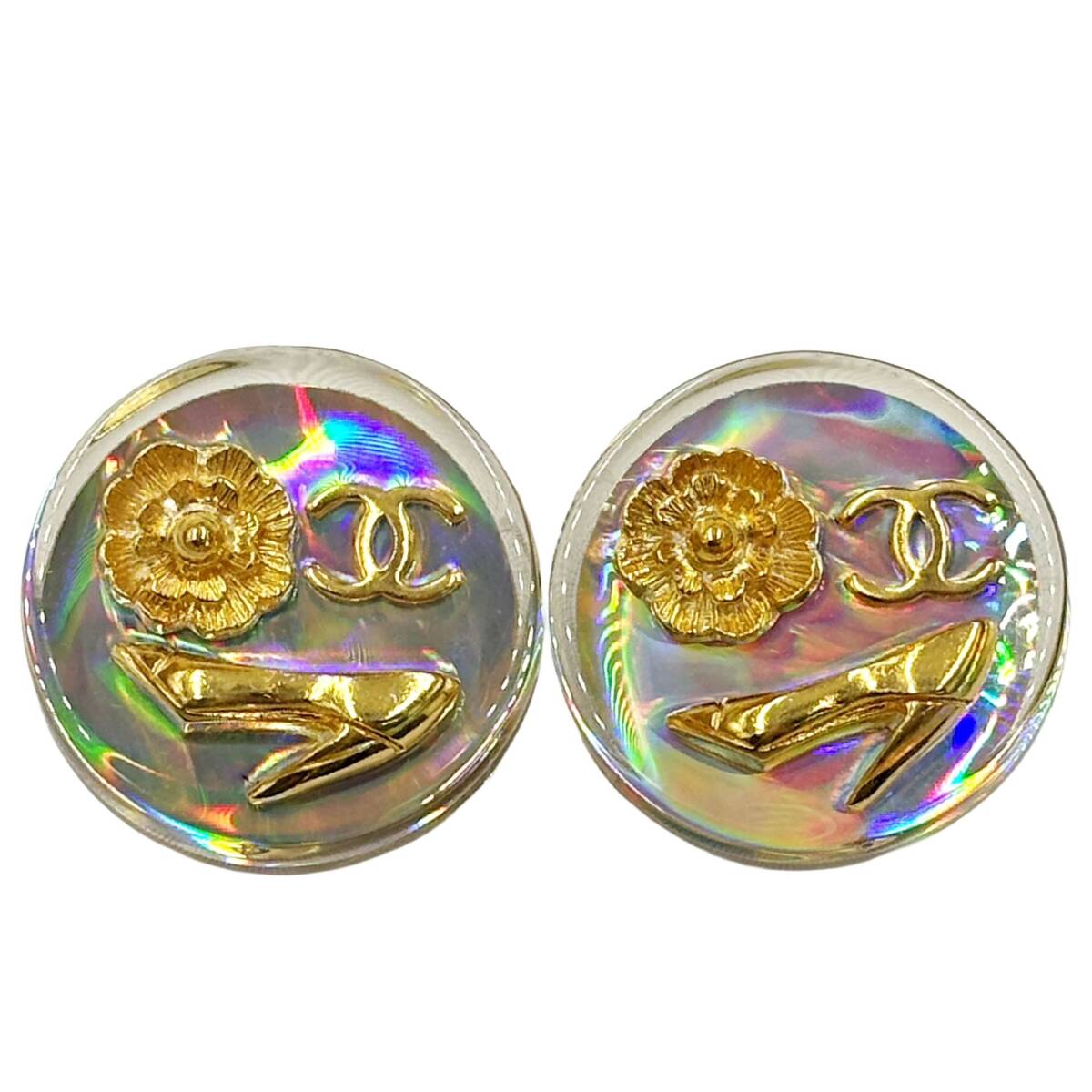 Rakuten - 【中古】シャネル CHANEL イヤリング 97P ヴィンテージ ココマーク アイコン ハイヒール カメリア クリア アクリル 箱付き 149205
