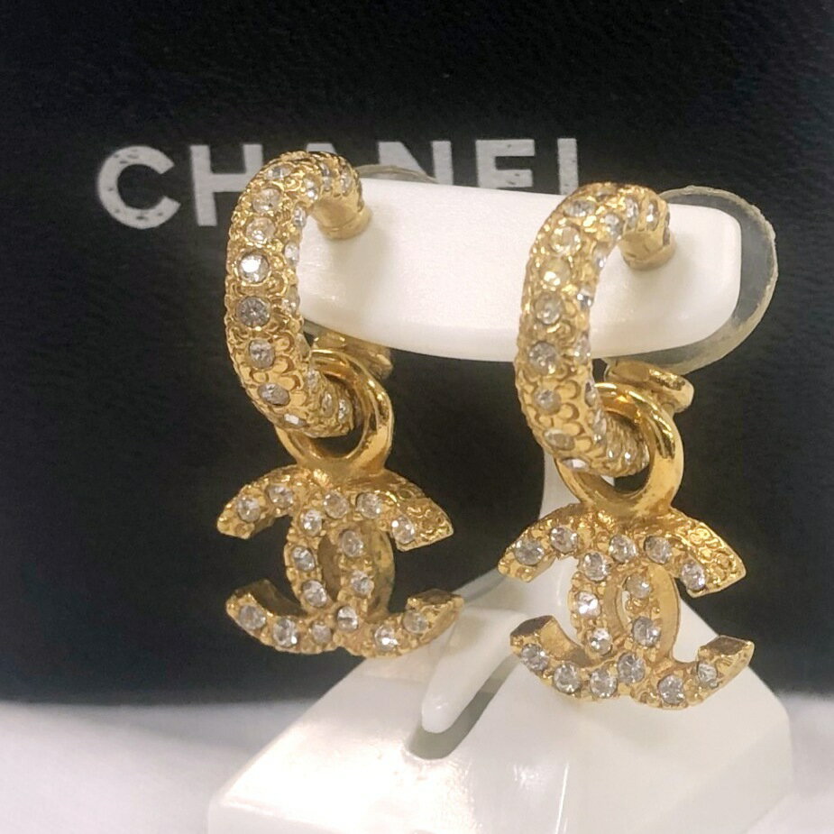 Rakuten - 【中古】シャネル CHANEL ココマーク フルラインストーン ピアス ゴールド GP 01A 2001年スプリングコレクション 箱付 150141