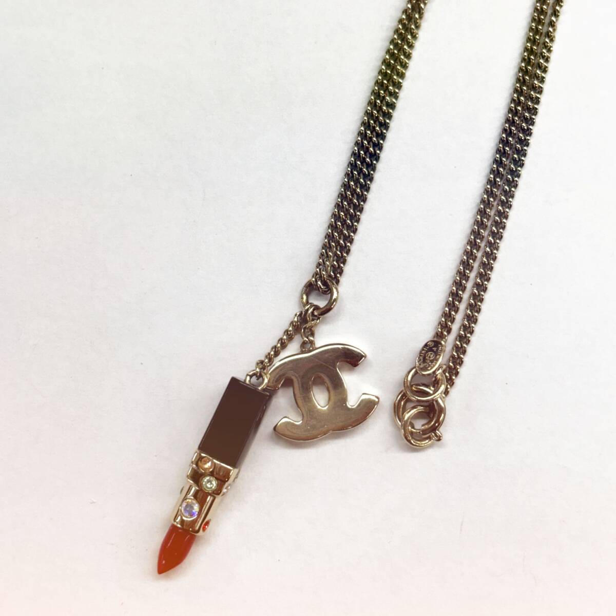 Rakuten - 【中古】シャネル CHANEL ネックレス レディース ラインストーン ココマーク リップスティックモチーフ 04A ゴールド 150170