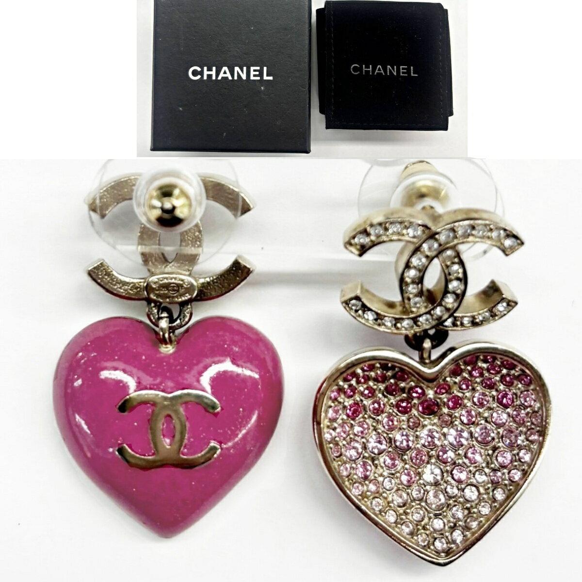 Rakuten - 【中古】シャネル CHANEL メタル ピアス メタル C23/P ABA403 ココマーク ピンクハート ラインストーン 150179
