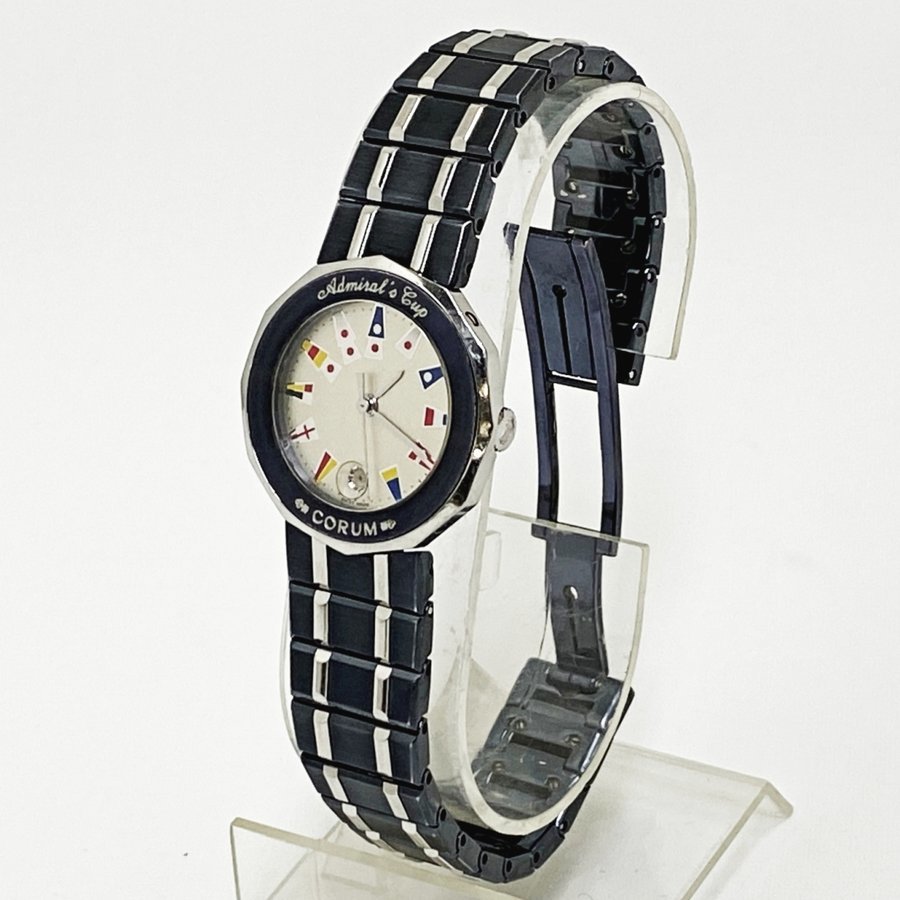 CORUM - 【中古】コルム 時計 CORUM 39.610.30V50 デイト アドミラルズカップ クオーツ 腕時計 レディース シルバー シルバー×ブラック 141981