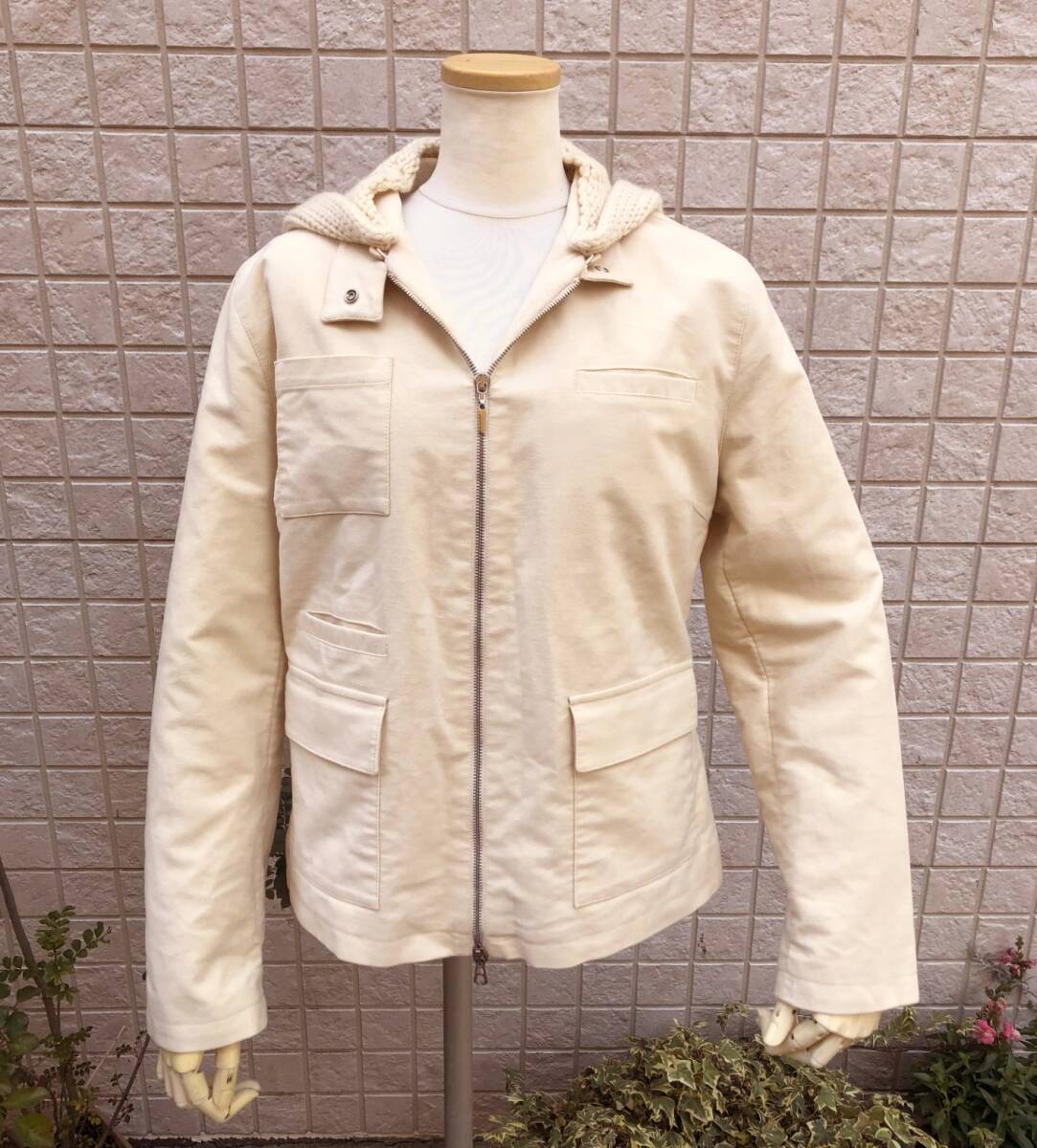 Rakuten - 【中古】ブルネロクチネリ BRUNELLO CUCINELLI ウール カシミヤ ジャンパー Lサイズ オフホワイト レディース フード着脱可 151289