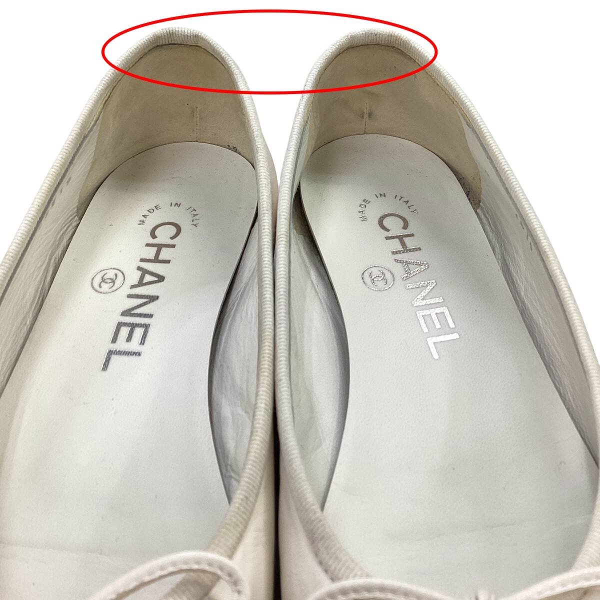 【中古 】シャネル 靴 CHANEL ココマーク バレエシューズ レザー G02819 アイボリ...