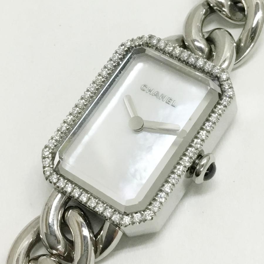 【中古】 シャネル 時計 CHANEL プルミエール メタル チェーン H3253 ダイヤモンド ベゼル ホワイトシェル 箱 保証書付 147864