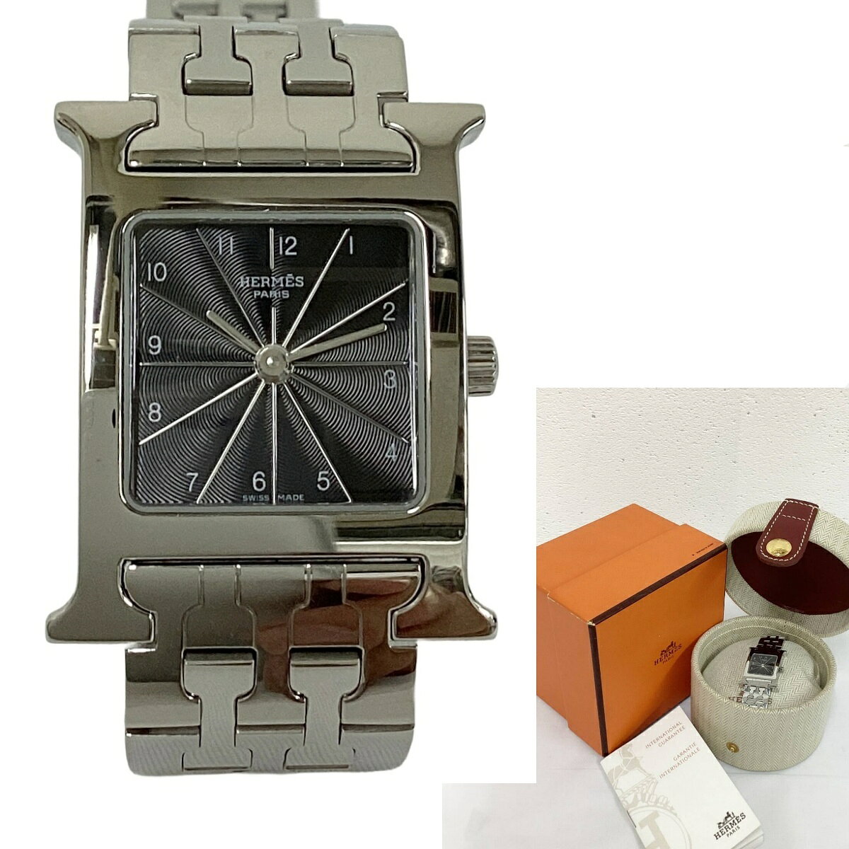 【中古】 エルメス 腕時計 HERMES Hウォッチ HH1.210 ブラック レディース 箱 保証書 150214